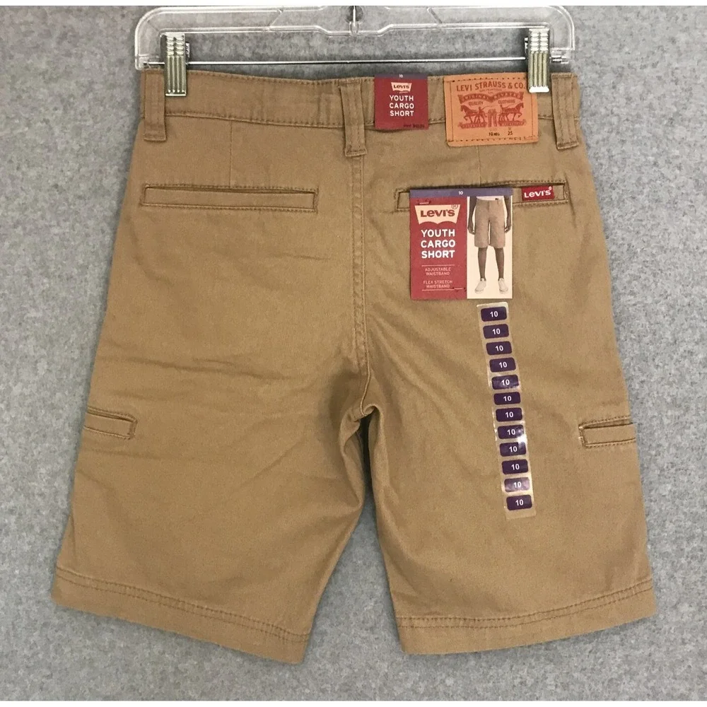 NEW! Levi's Youth Cargo Shorts Boys 10 Regular Tan Flex Stretch Cotton Waist 25